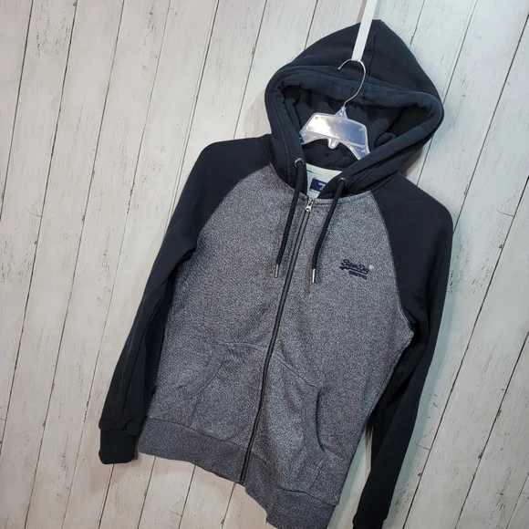 Superdry Men's Blue Vintage Logo Embroidered Baseball Zip Hoodie Size Small. - Picture 4 of 12